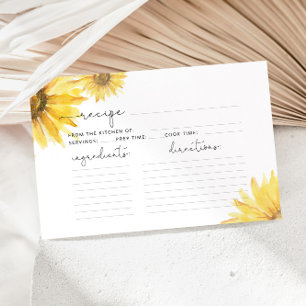 Sunflower bridal shower recipe card