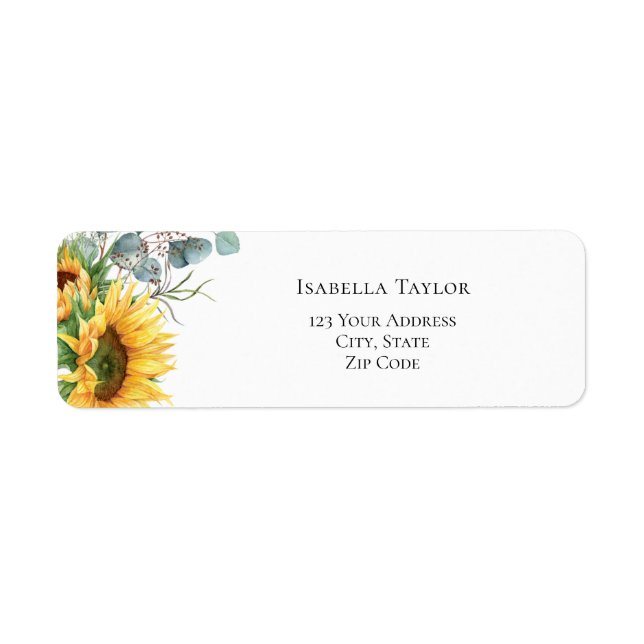 Sunflower Bridal Shower Return Address Label (Front)