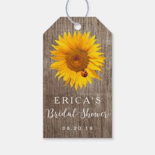 Sunflower Bridal Shower Rustic Barn Wood Gift Tags