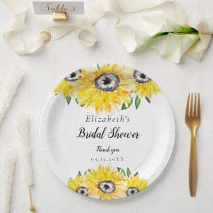 Sunflower Bridal Shower Script Modern Floral Chic Paper Plate