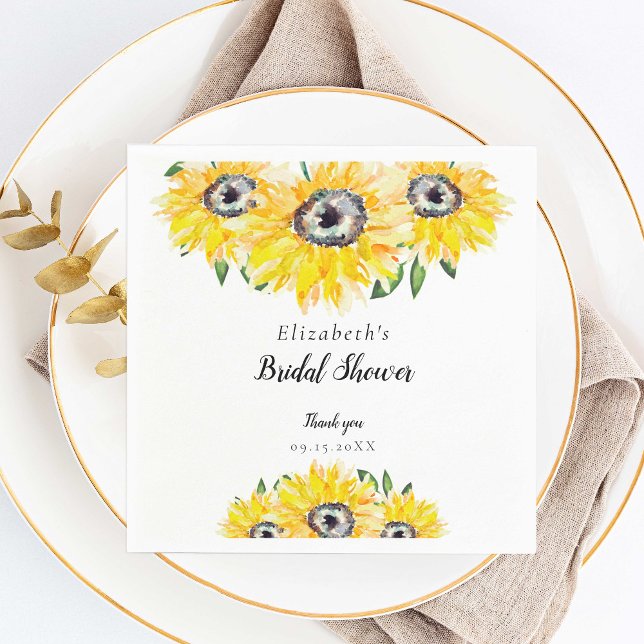 Sunflower Bridal Shower Script Personalised Chic Napkin (Creator Uploaded)