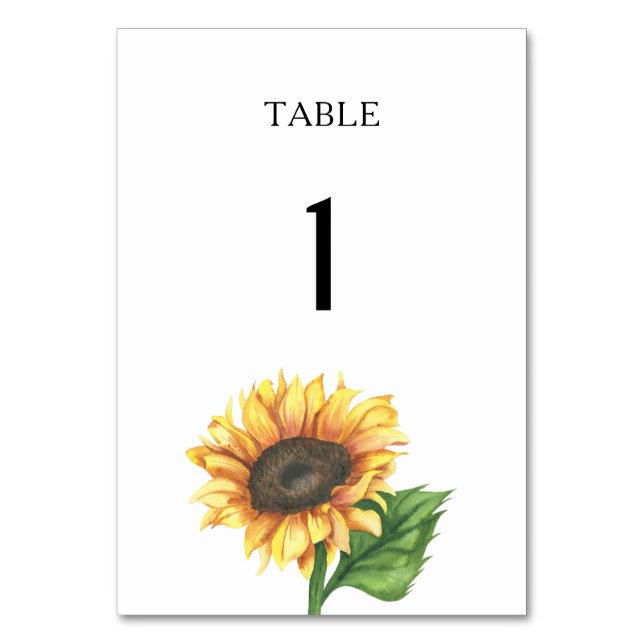 Sunflower bridal shower Wedding table number (Front)