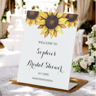 Sunflower Bridal Shower Welcome Pedestal Sign