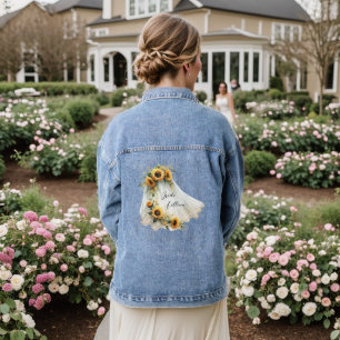Sunflower Bridal Veil Denim Jacket Personalisation