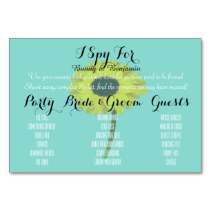 Sunflower Bride Photo Wedding Table Game Cards