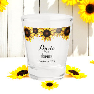 Sunflower Bride Wedding Floral Shot Glass