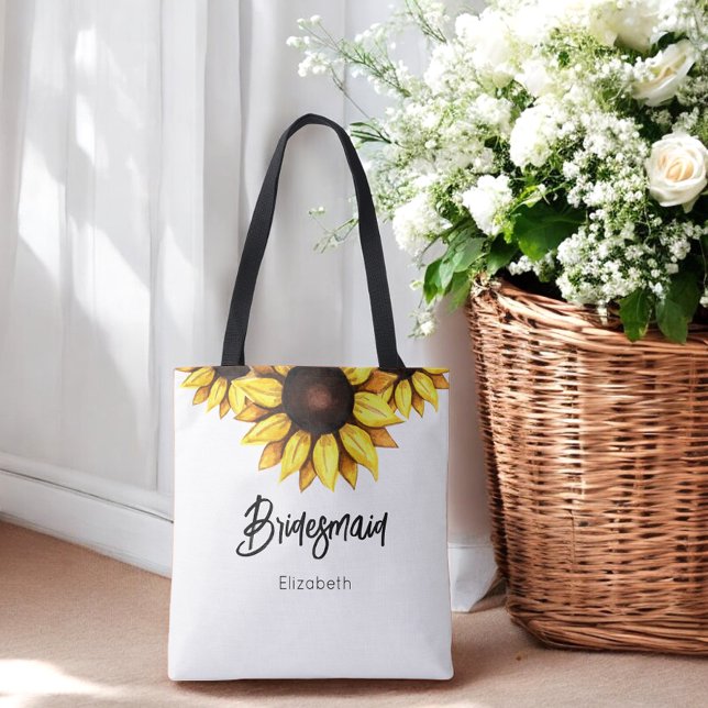 Sunflower Bridesmaid Wedding Floral     Tote Bag (Creator Uploaded)