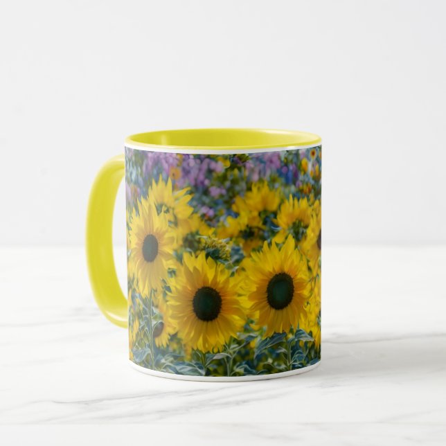 Sunflower Bright Garden Flower Art Mug Cup (Front Left)