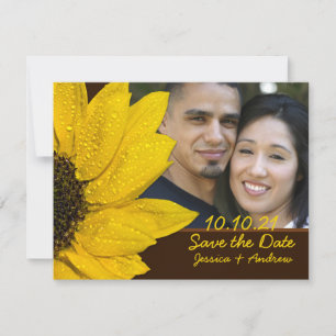 Sunflower Brown Photo Wedding Save the Date Card