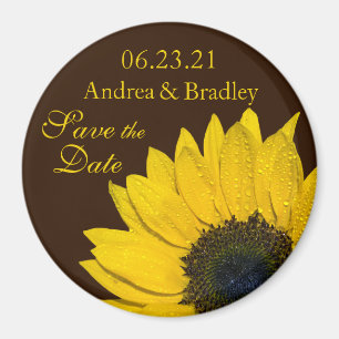 Sunflower Brown Wedding Save the Date Magnet