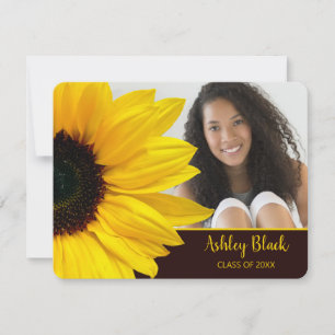 Sunflower Brown Yellow Photo Graduation Invitation