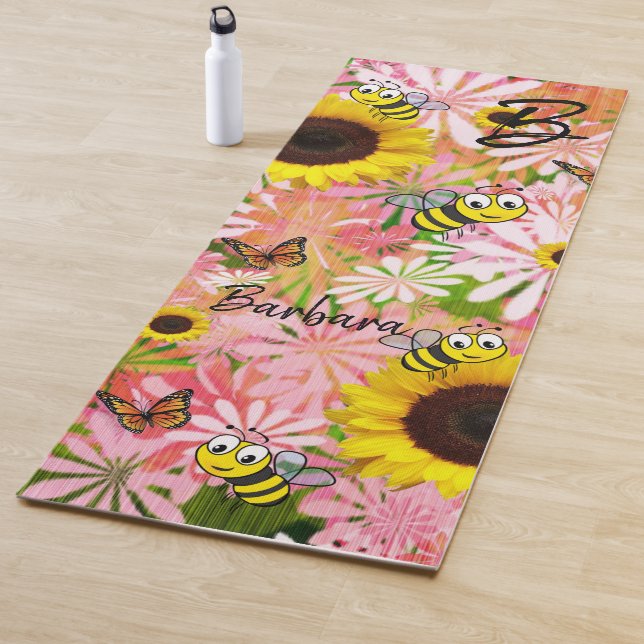 Sunflower Bumblebee Butterfly Yoga Mat (In Situ)