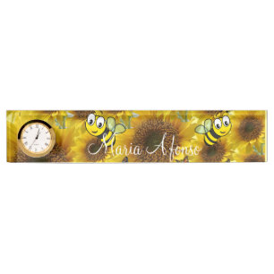 Sunflower Bumblebee Desk Nameplate