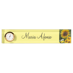 Sunflower Bumblebee Desk Nameplate