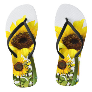 Sunflower Bumblebee Flip Flops