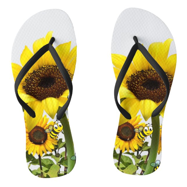 Sunflower Bumblebee Flip Flops (Footbed)