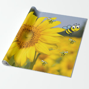 Sunflower Bumblebee Matte Wrapping Paper