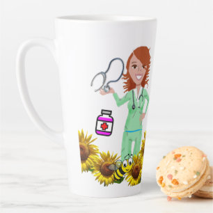 Sunflower Bumblebee Nurse Latte Mug