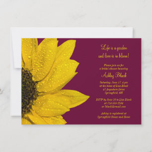 Sunflower Burgundy Bridal Shower Invitation