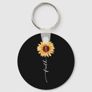 Sunflower Burgundy Ribbon Brain Aneurysm Awareness Key Ring
