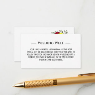 Sunflower Burgundy Rose Wedding Wishing Well Enclosure Card
