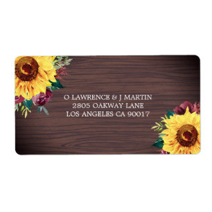 Sunflower Burgundy Rose Wood Wedding