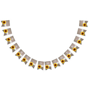 Sunflower Burlap & Crochet Lace Baby Shower Bunting