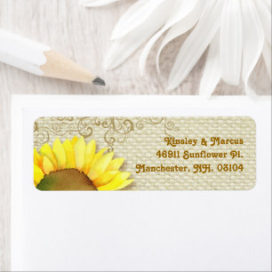 Sunflower + Burlap Wedding Return Address Label