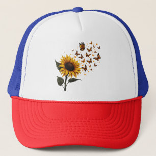 Sunflower & Butterflies Vintage Art Trucker Hat