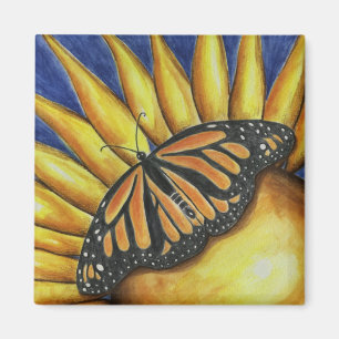 Sunflower Butterfly Art Magnet