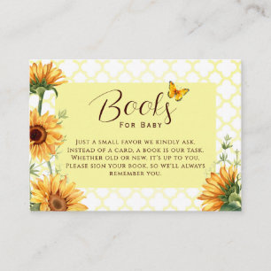 Sunflower Butterfly Baby Shower Books for Baby Place Card