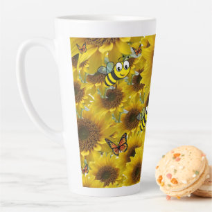 Sunflower Butterfly Bumblebee Latte Mug