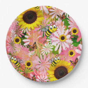 Sunflower Butterfly Bumblebee Paper Plates
