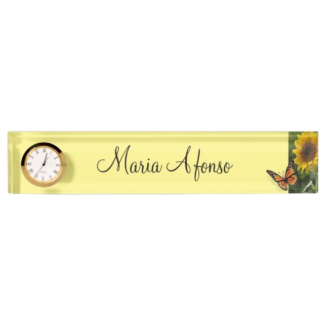 Sunflower Butterfly Desk Nameplate (Front)