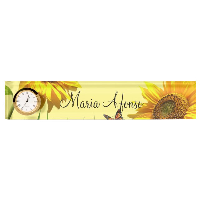 Sunflower Butterfly Desk Nameplate (Front)