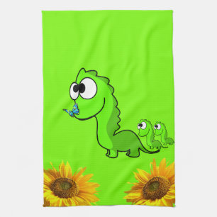 Sunflower Butterfly Dinosaur  Kitchen Towel