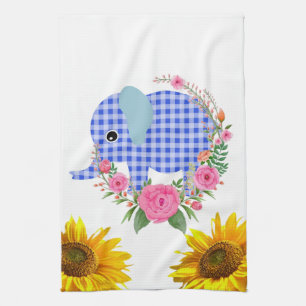 Sunflower Butterfly Elephant Floral Kitchen Towel