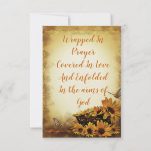 Sunflower Butterfly Flat Greeting Card Saying