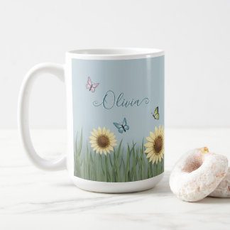 Sunflower Butterfly Floral Coffee Mug