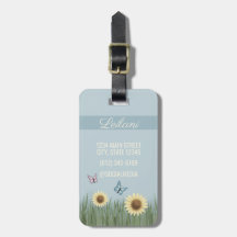 Sunflower Butterfly Floral Travel Luggage Tag