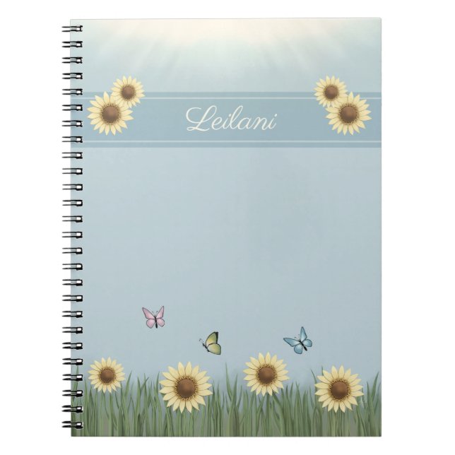 Sunflower Butterfly Garden Spiral Notebook (Front)