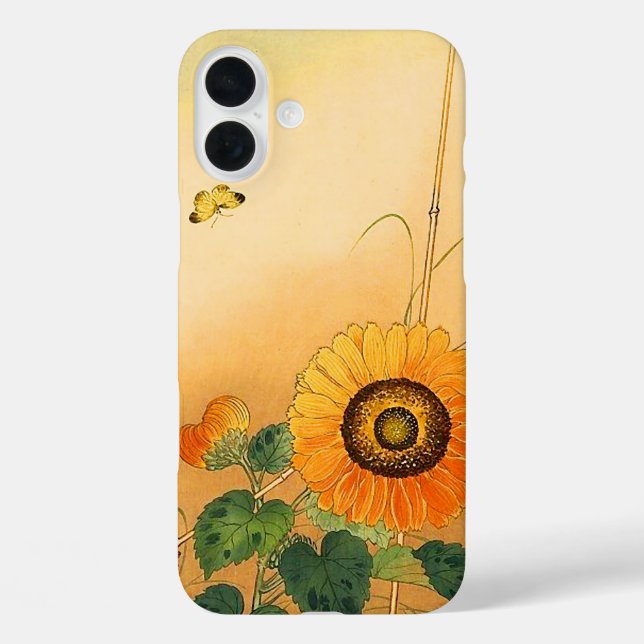SUNFLOWER ,BUTTERFLY,GREEN LEAVES Japanese Floral Case-Mate iPhone Case (Back)