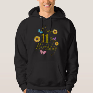 Sunflower Butterfly Happy Its My 11th Birthday Gif Hoodie