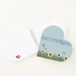 Sunflower Butterfly Heart Spiral Notebook