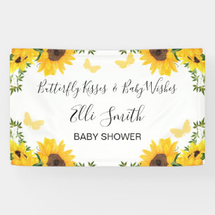 Sunflower Butterfly Kisses Baby Wishes Baby Shower Banner