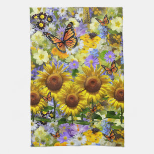 Sunflower Butterfly Kitchen Towel