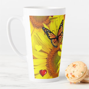 Sunflower Butterfly Lady Bug Latte Mug