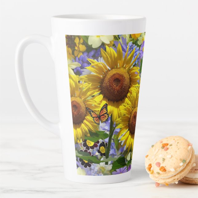 Sunflower Butterfly Latte Mug (In Situ)