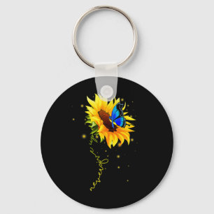 Sunflower Butterfly Never Give Up Down Syndrome Key Ring