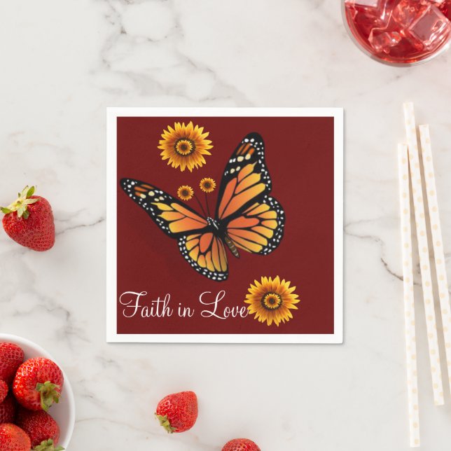 Sunflower Butterfly Paper Napkins (Insitu)